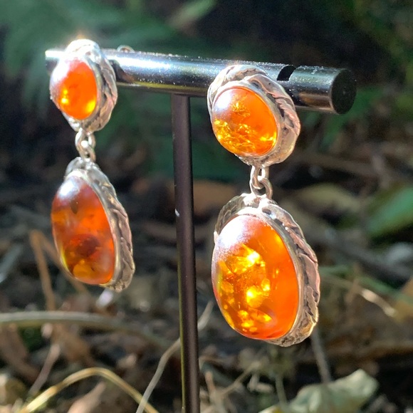 ⭐️Handmade Sterling silver/ cognac amber earrings - Picture 12 of 16